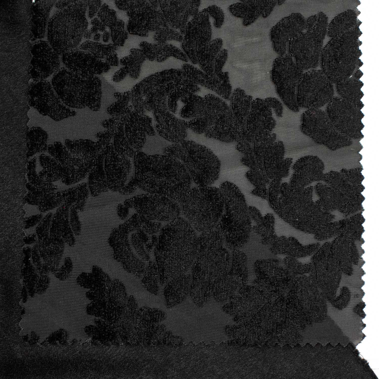 Floral Vines Velvet Burnout Black