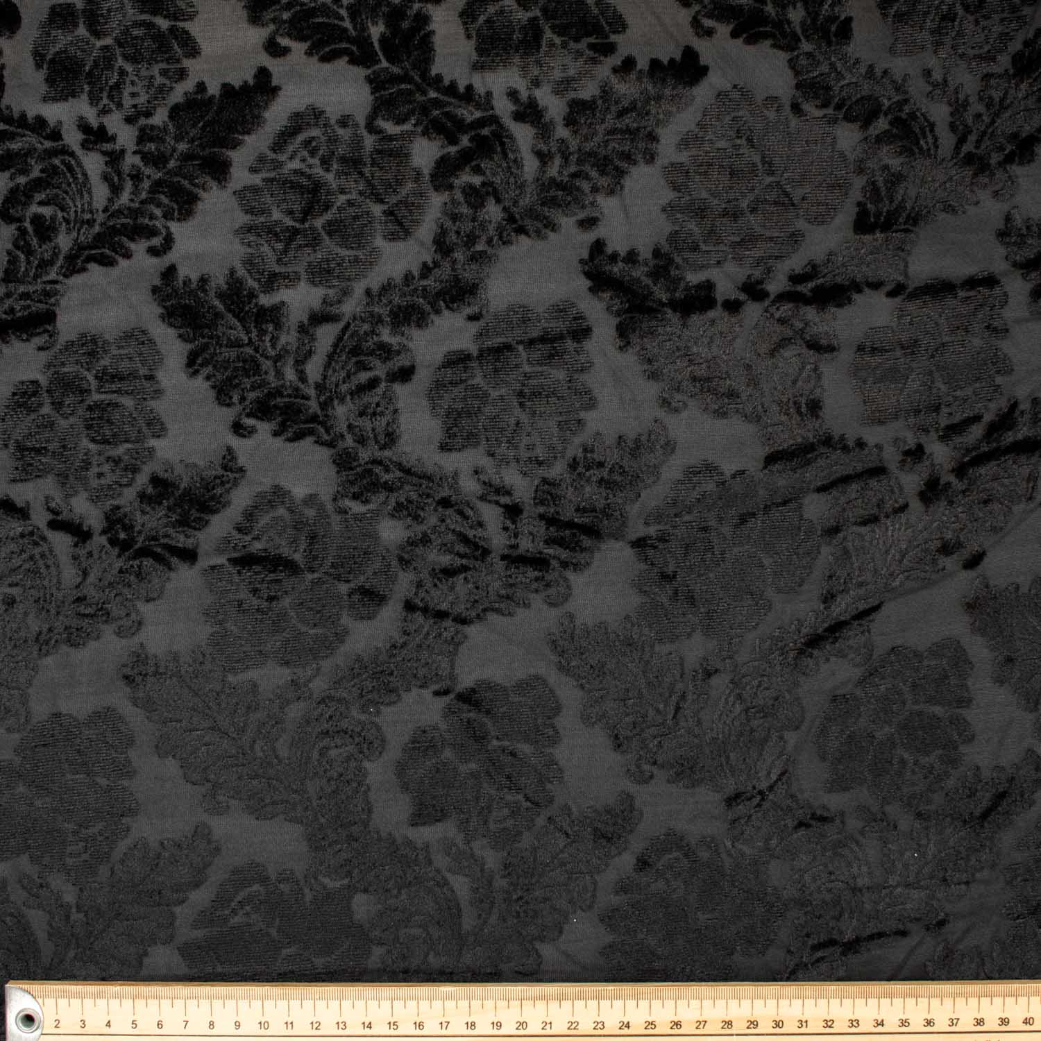 Floral Vines Velvet Burnout Black