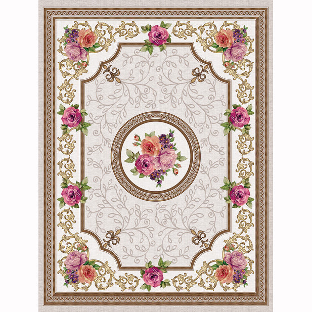 Pink Rose & Vines Plastic Tablecloth Fabric 150X120 cm Panel