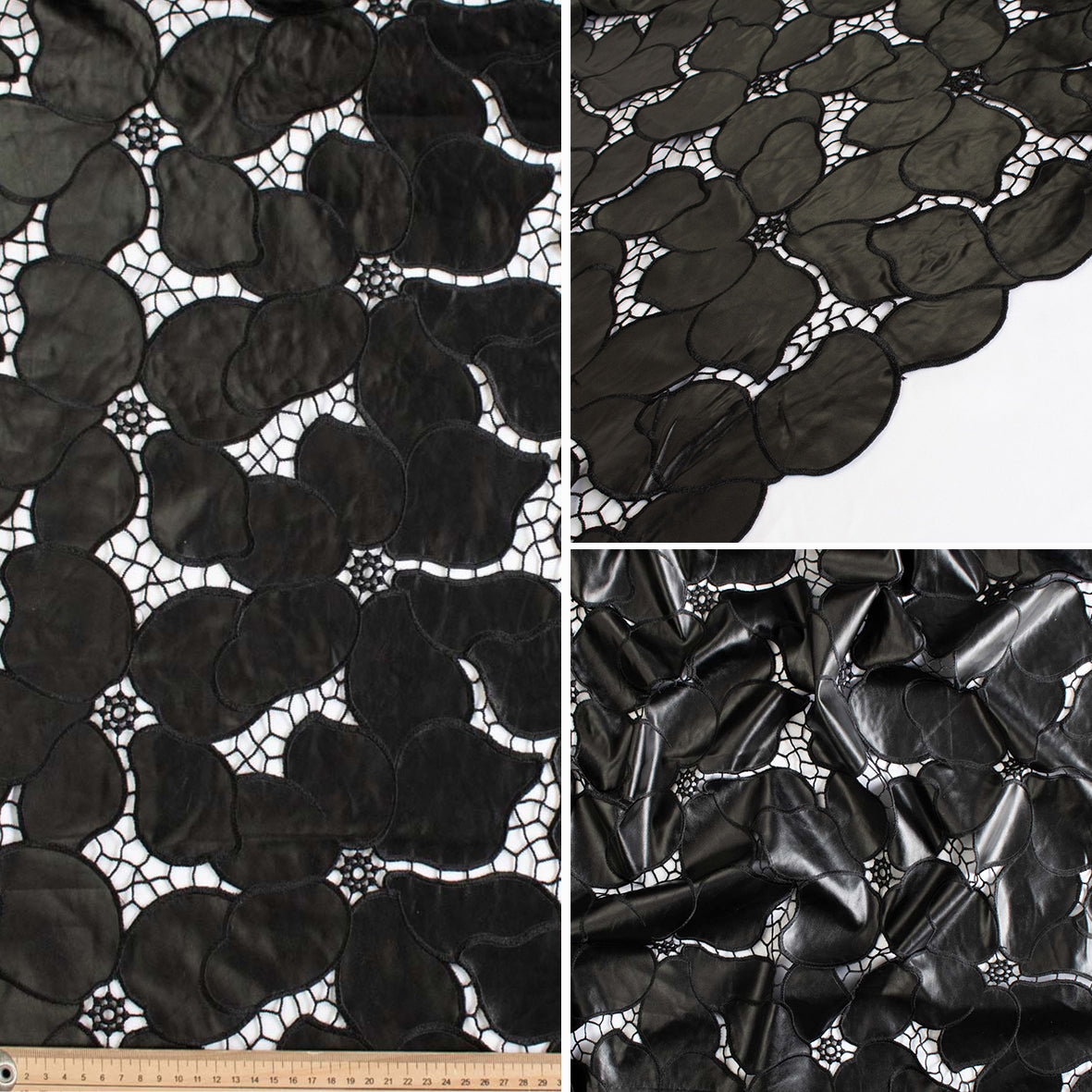 Bold Floral Cutwork Faux Leather Vinyl Burnout Appliqué