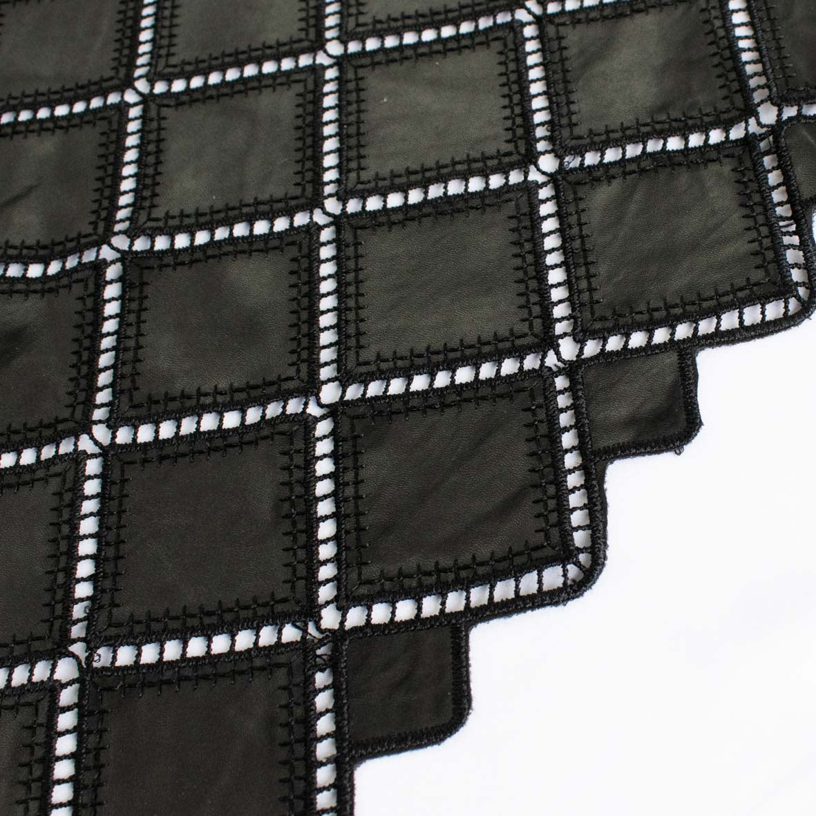 Geometric Diamond Cutwork Faux Leather Vinyl Burnout Appliqué