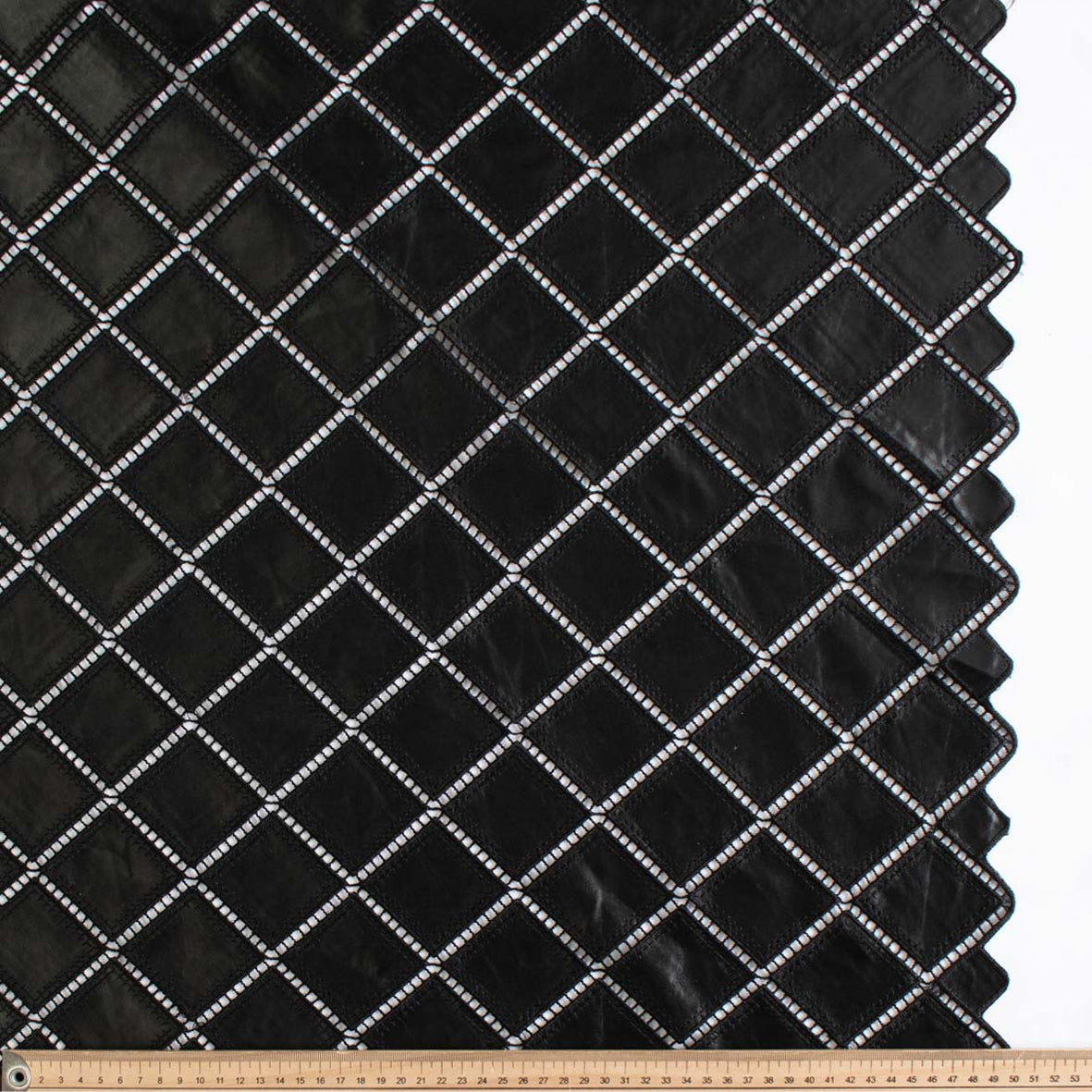 Geometric Diamond Cutwork Faux Leather Vinyl Burnout Appliqué