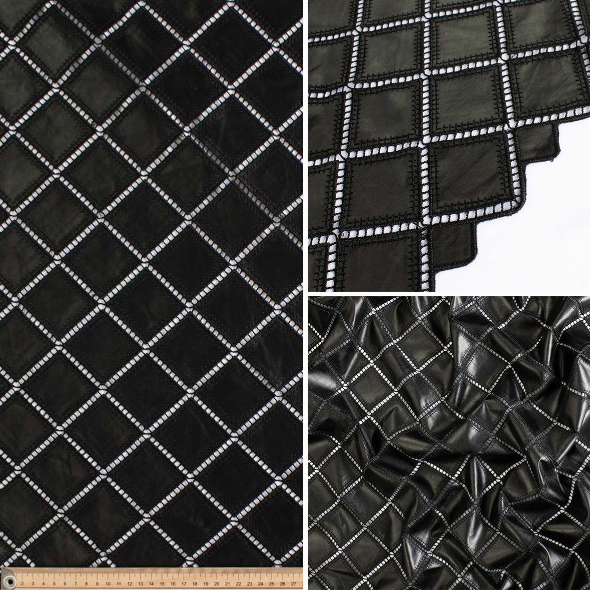 Geometric Diamond Cutwork Faux Leather Vinyl Burnout Appliqué