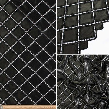 Geometric Diamond Cutwork Faux Leather Vinyl Burnout Appliqué