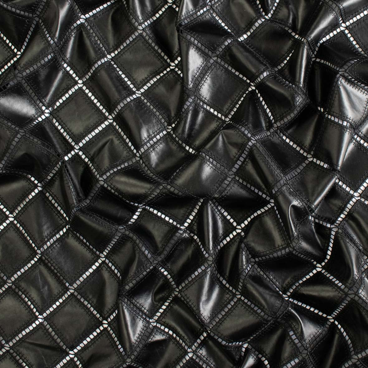 Geometric Diamond Cutwork Faux Leather Vinyl Burnout Appliqué