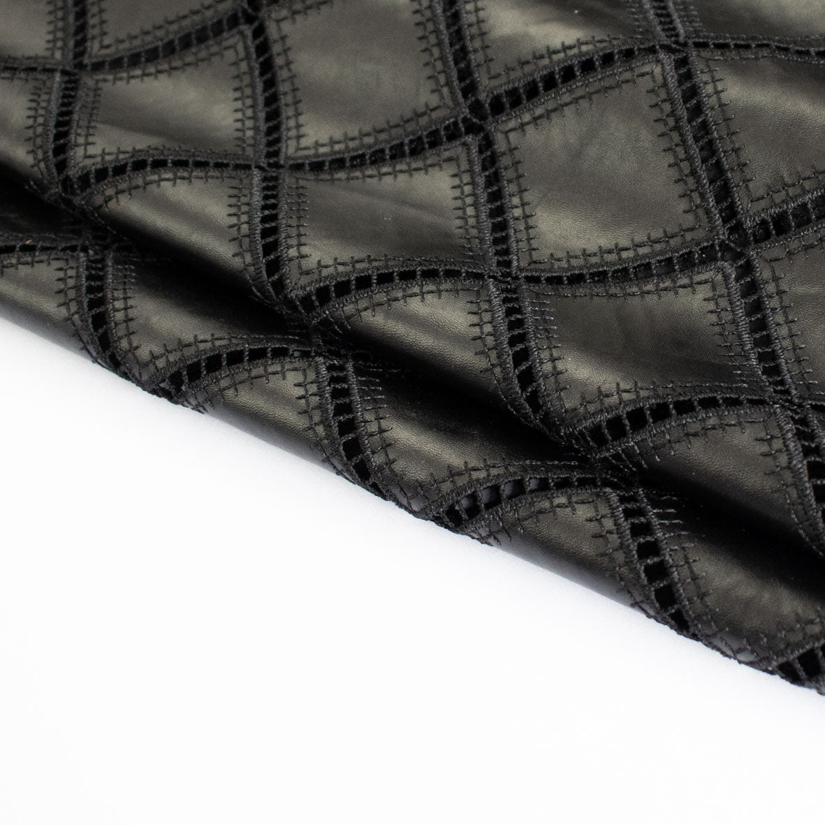 Geometric Diamond Cutwork Faux Leather Vinyl Burnout Appliqué