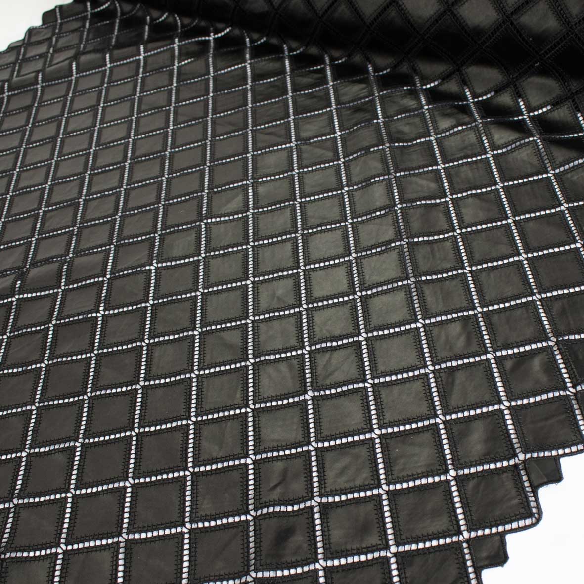 Geometric Diamond Cutwork Faux Leather Vinyl Burnout Appliqué