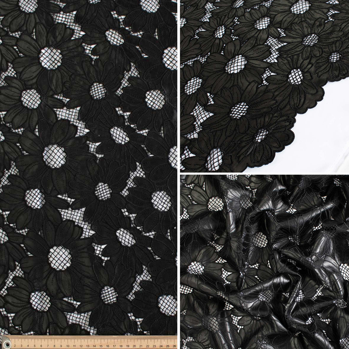 Daisy Floral Cutwork Faux Leather Vinyl Burnout Appliqué