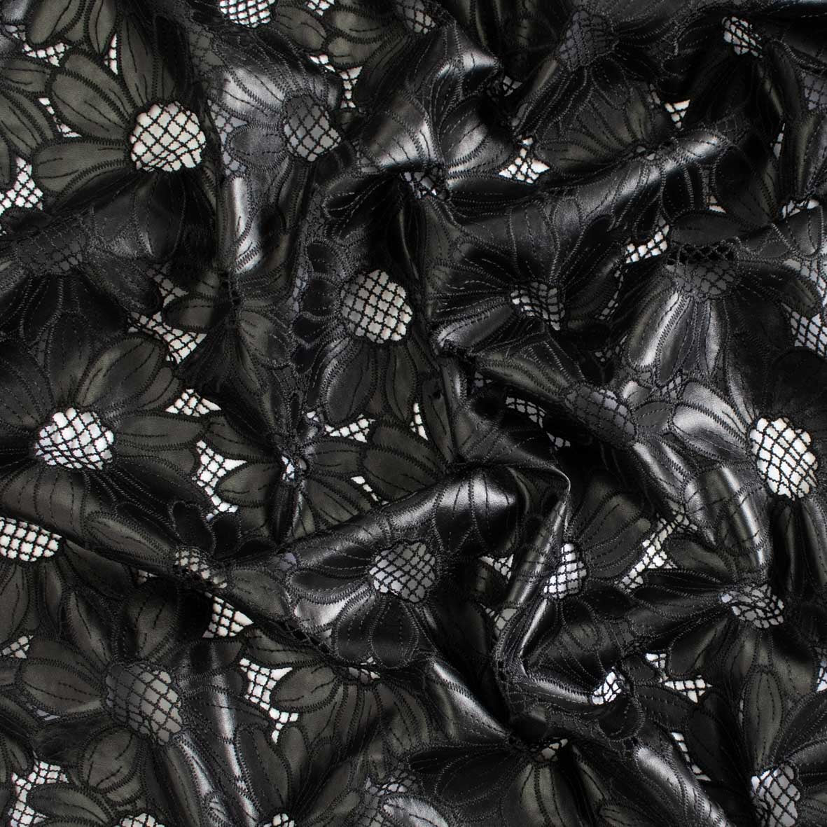 Daisy Floral Cutwork Faux Leather Vinyl Burnout Appliqué