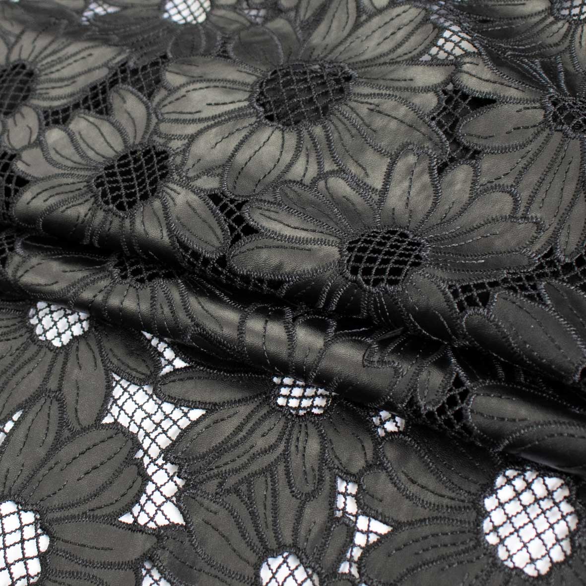 Daisy Floral Cutwork Faux Leather Vinyl Burnout Appliqué