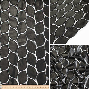 Curved Leaf Lattice Cutwork Faux Leather Vinyl Burnout Appliqué