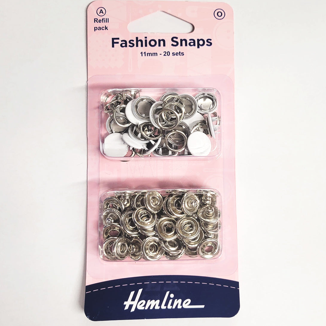 Hemline Fashion Snap 11mm Refill Pack - White