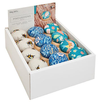 Fabric Dome Top Pincushion with Wooden Base – Assorted Designs