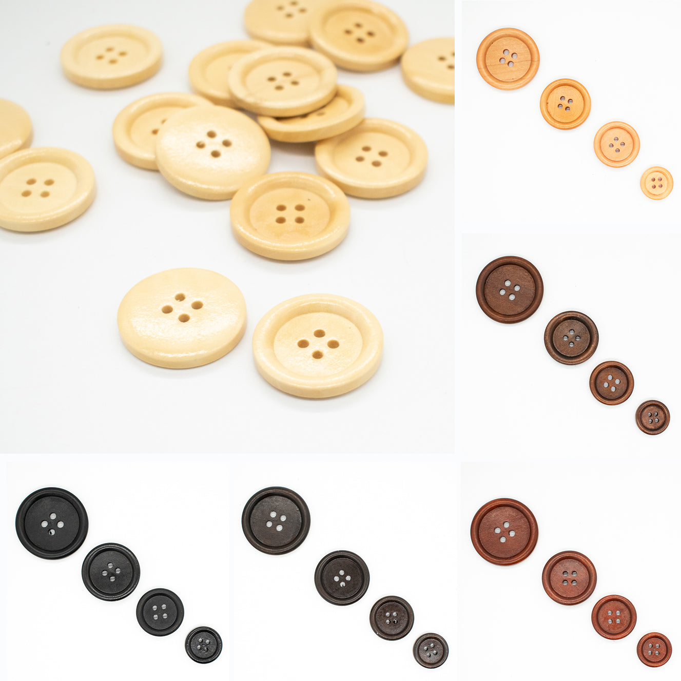 4-Hole Classic Rimmed Wooden Button