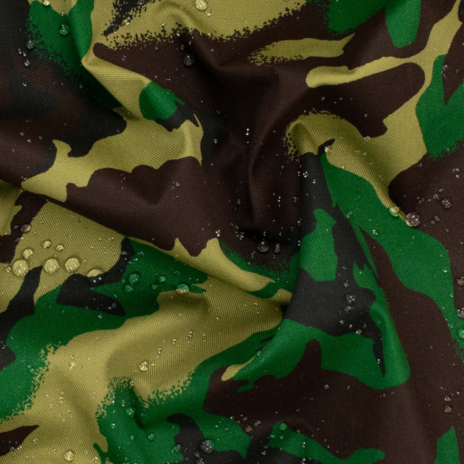 Waterproof Woodlands Camouflage Army Print Cotton Twill
