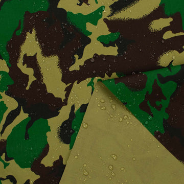Waterproof Woodlands Camouflage Army Print Cotton Twill