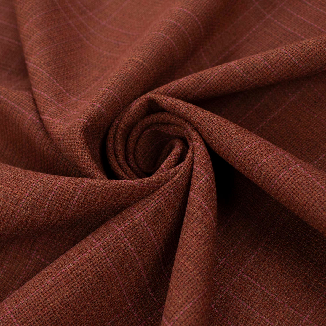 Premium Japanese Wool Suiting - Rust Red Checks