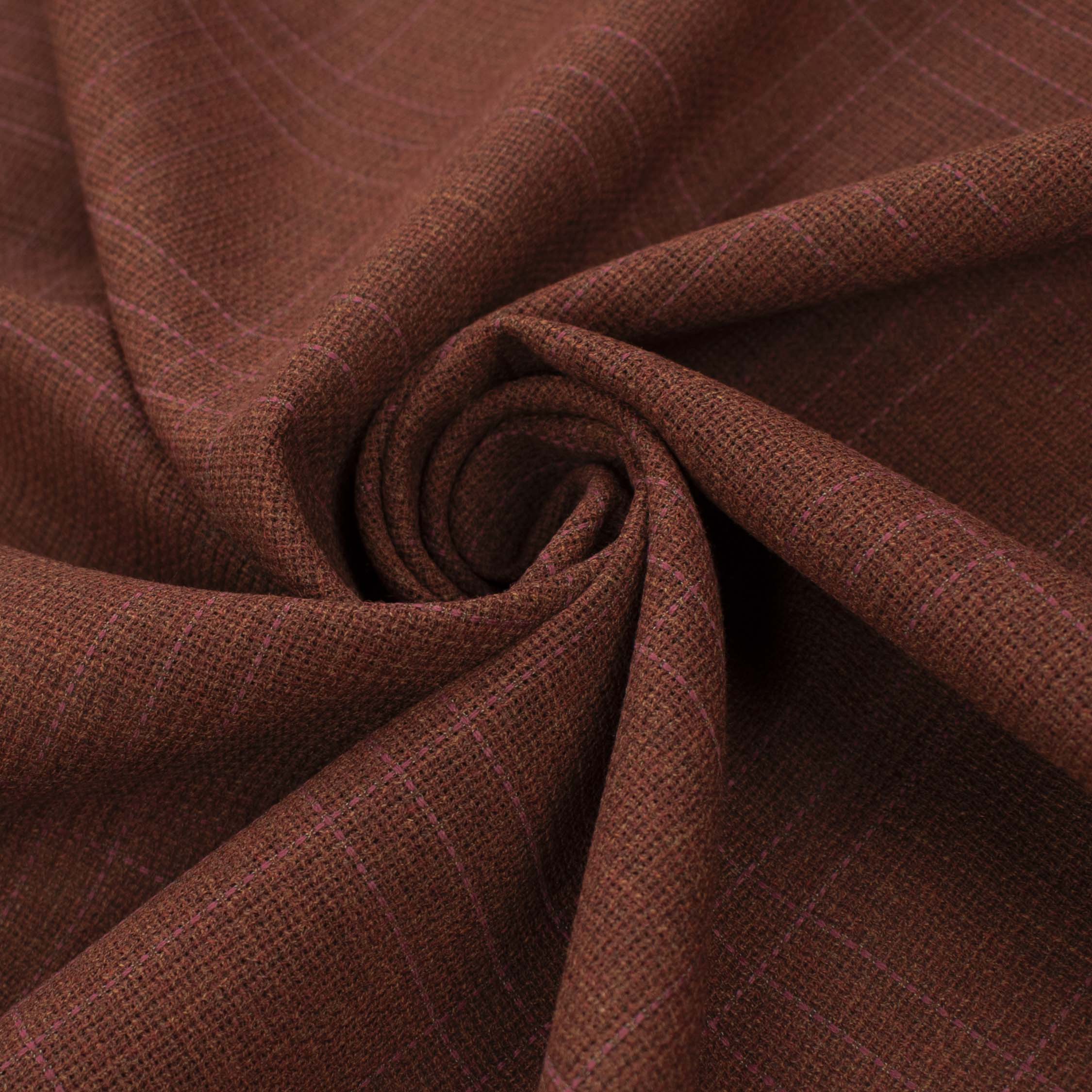 Premium Japanese Wool Suiting - Rust Red Checks