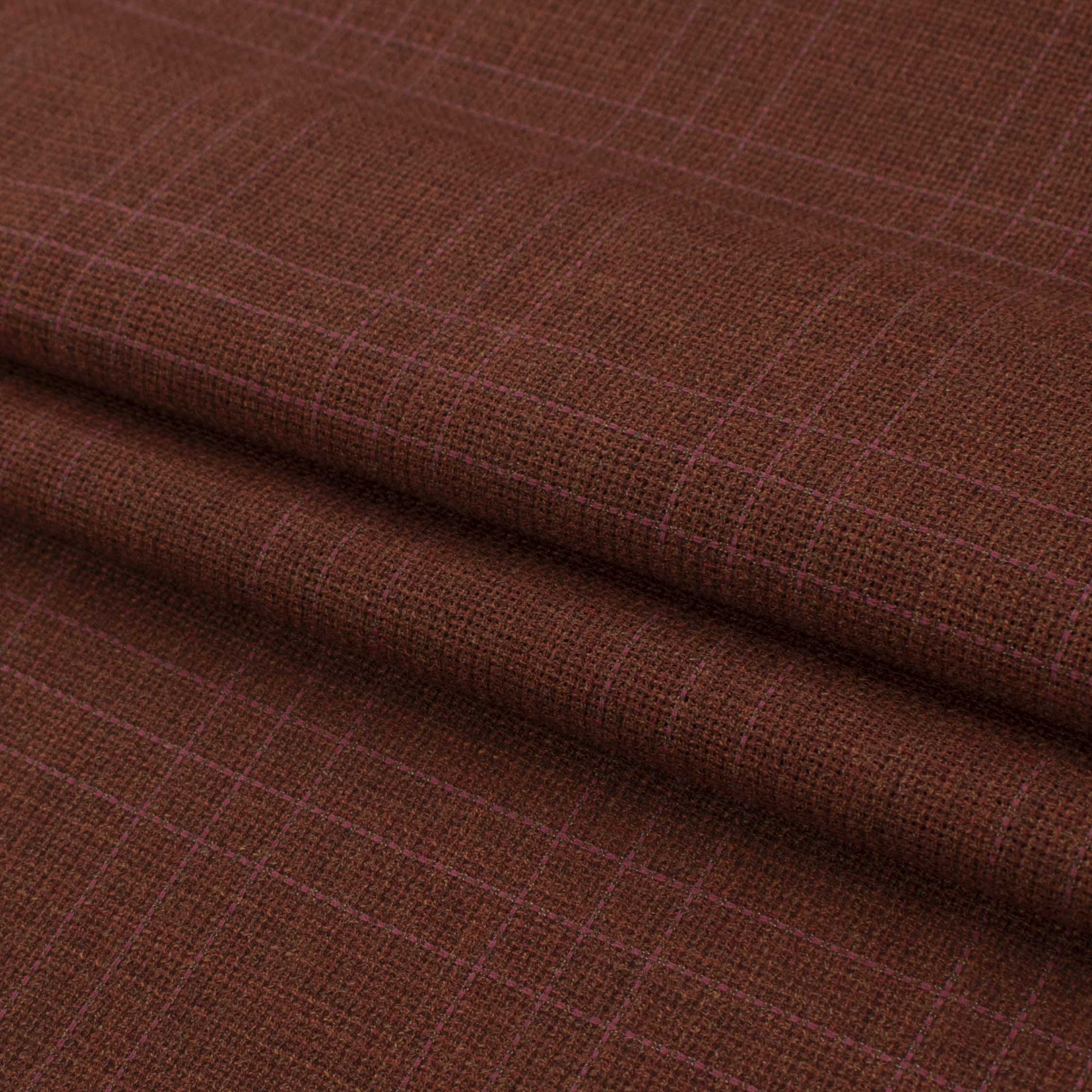 Premium Japanese Wool Suiting - Rust Red Checks