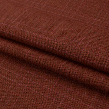Premium Japanese Wool Suiting - Rust Red Checks
