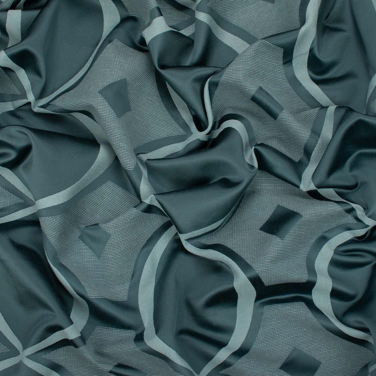 Maria by Zepel Curtaining/Upholstery Blue Geometric Jacquard