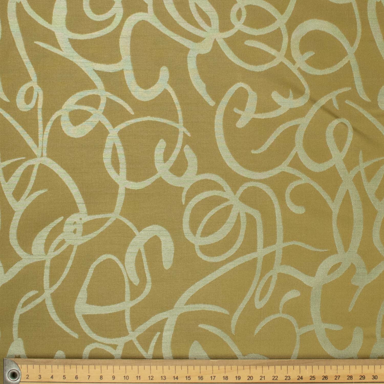Mission by Zepel - Curtaining/Upholstery Abstract Olive Green Jacquard