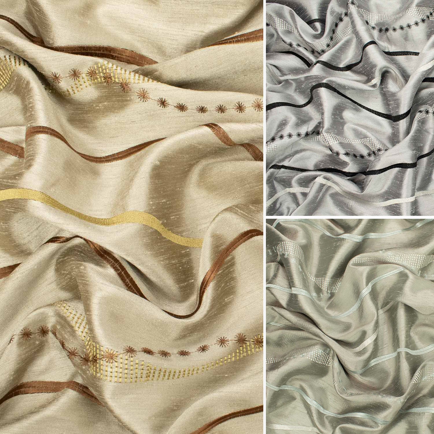 Wave Embroidery Shantung Curtaining/Upholstery