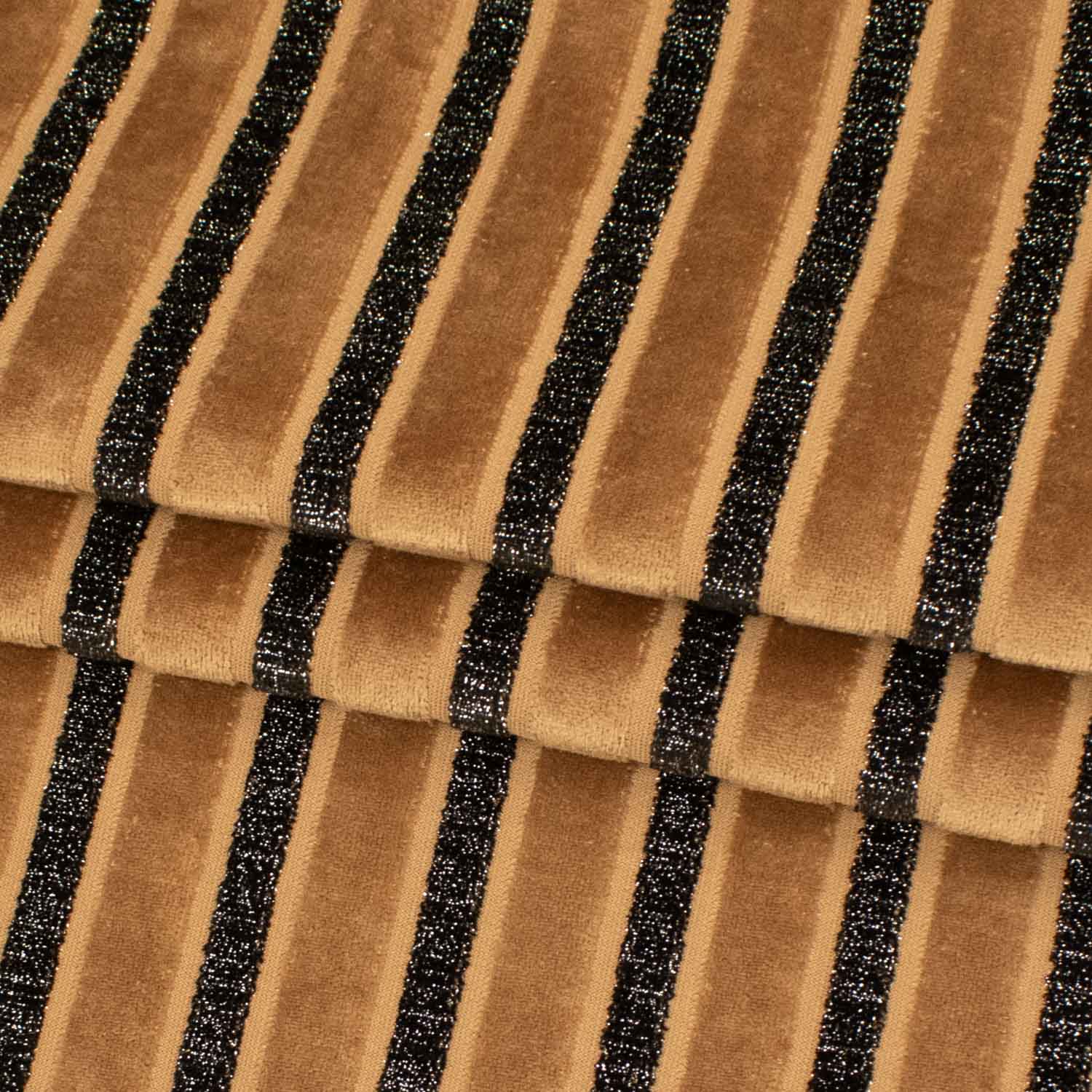 Curtaining/Upholstery Stripes & Flowers Chenille Metallic Brocade