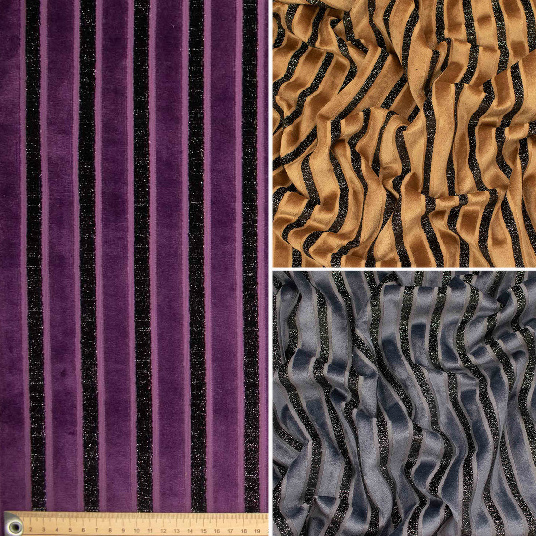 Curtaining/Upholstery Stripes & Flowers Chenille Metallic Brocade