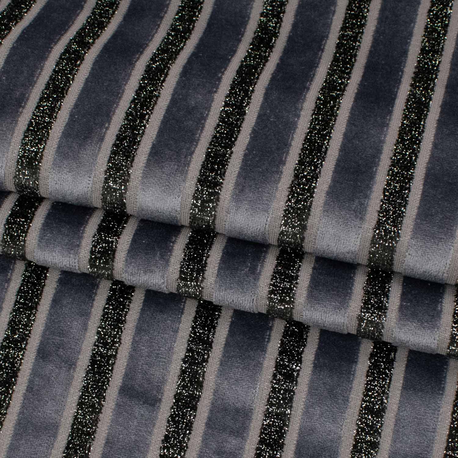 Curtaining/Upholstery Stripes & Flowers Chenille Metallic Brocade