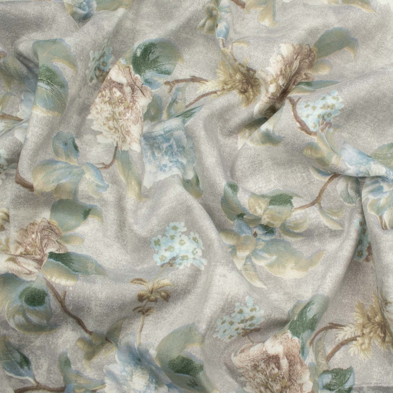 Imperial Collection Grey Flower Printed Curtaining/Upholstery Fabric