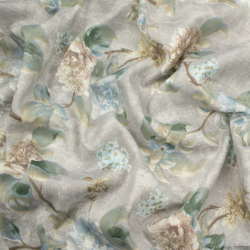 Imperial Collection Grey Flower Printed Curtaining/Upholstery Fabric