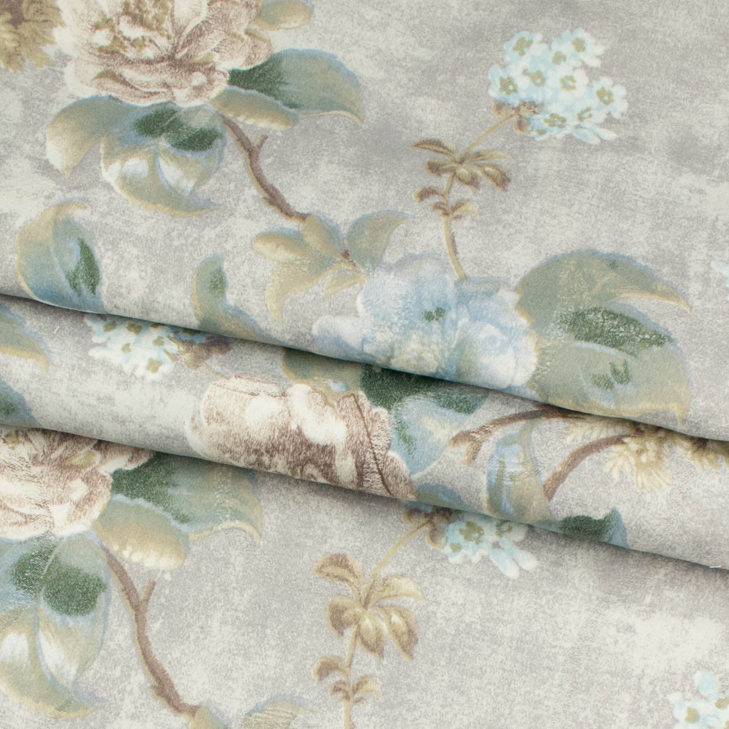Imperial Collection Grey Flower Printed Curtaining/Upholstery Fabric