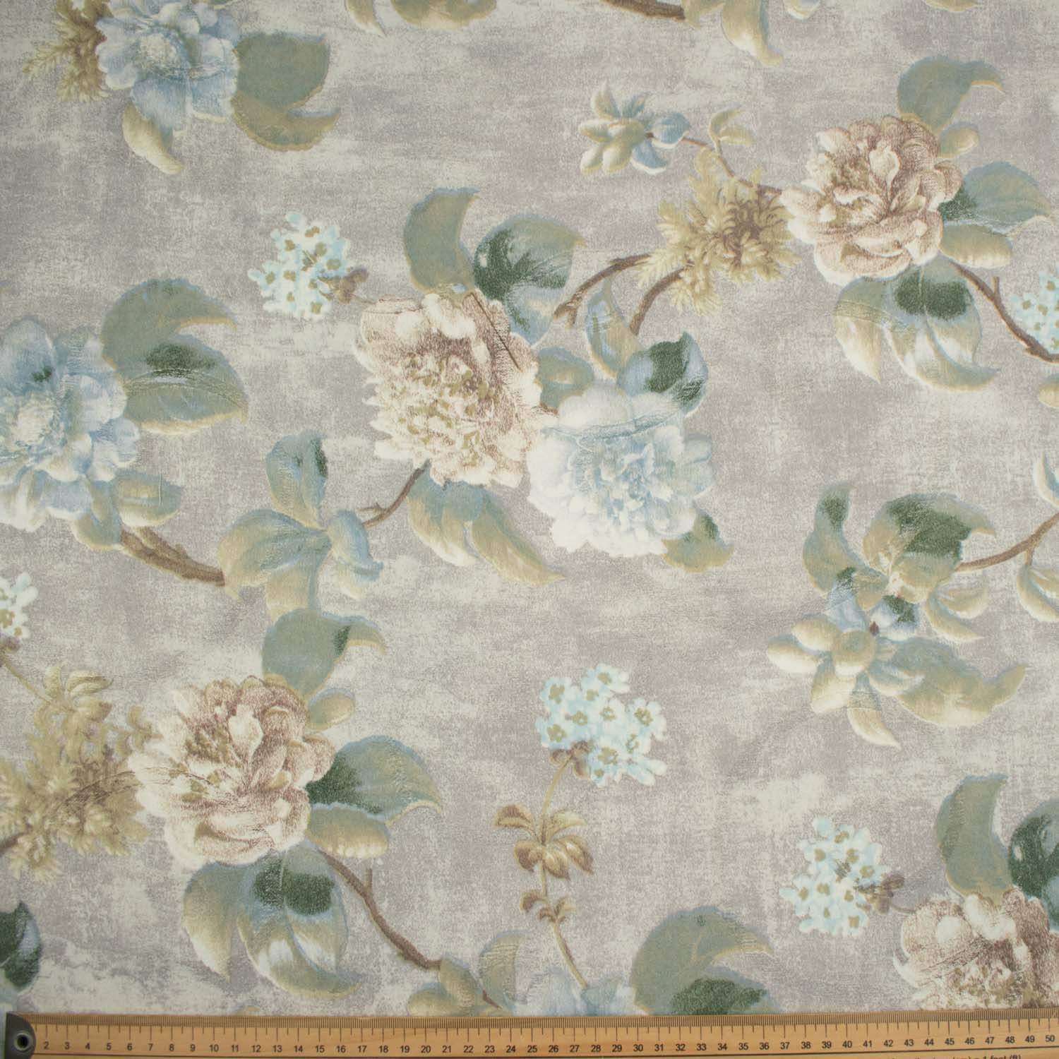 Imperial Collection Grey Flower Printed Curtaining/Upholstery Fabric