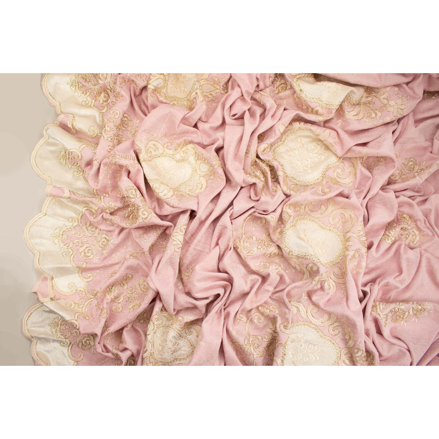 Imperial Collection Metallic Cord Embroidered Pink Curtaining/Upholstery Fabric