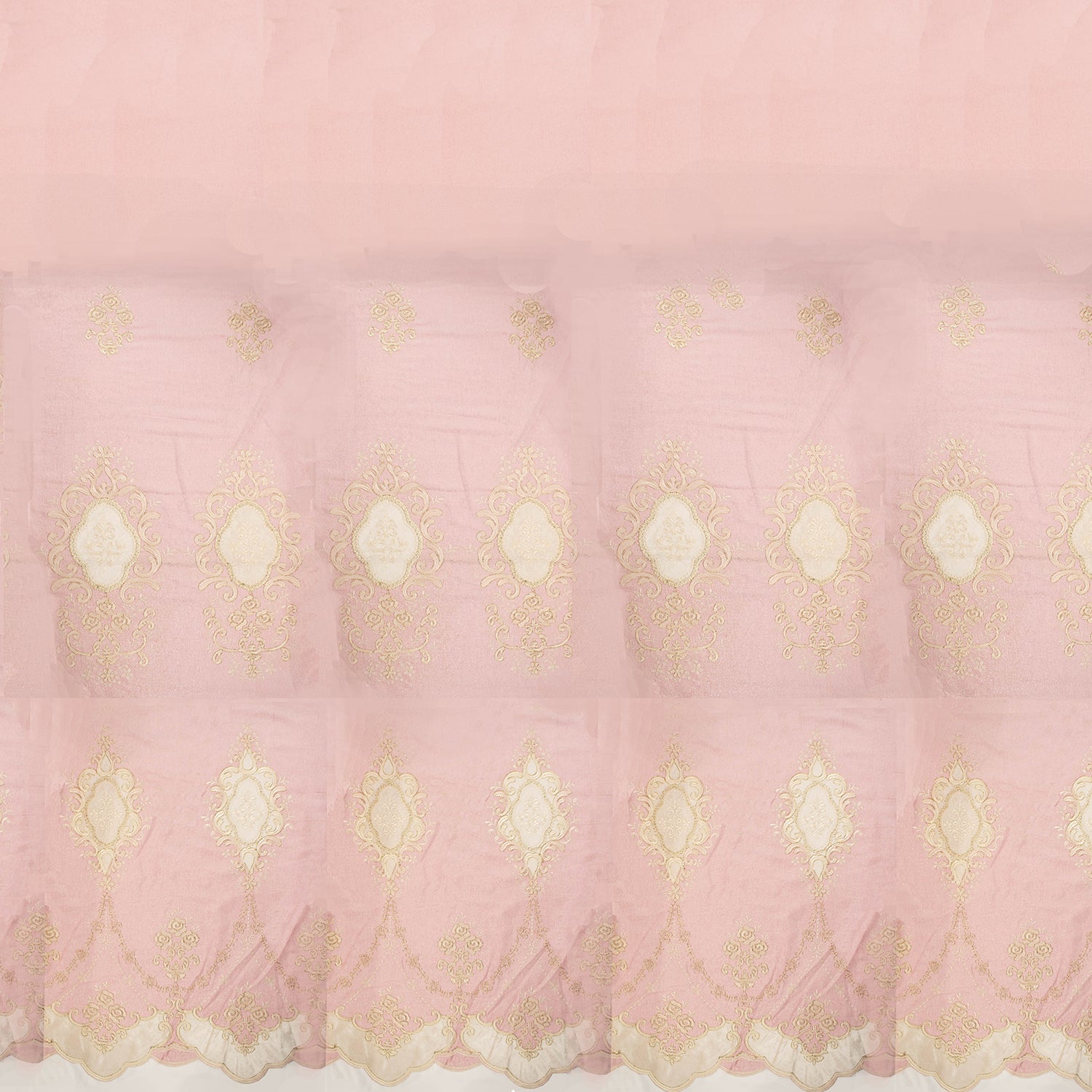 Imperial Collection Metallic Cord Embroidered Pink Curtaining/Upholstery Fabric