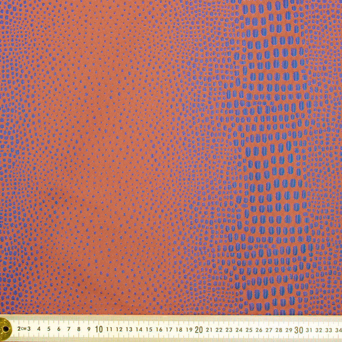 Abstract Animal Spots Suiting/Upholstery Jacquard in Orange/Blue