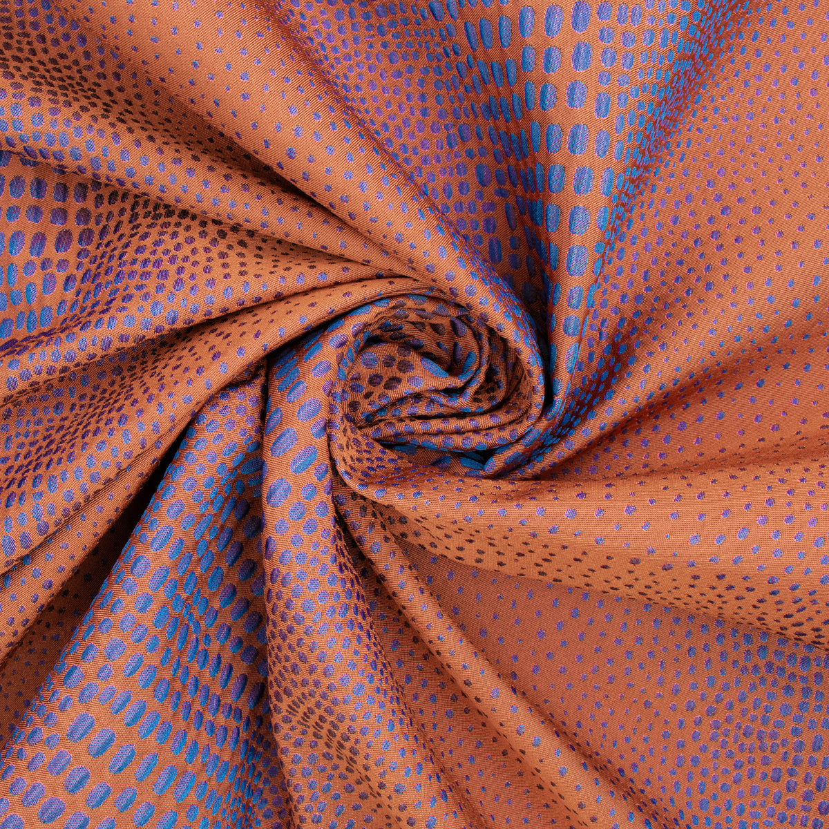 Abstract Animal Spots Suiting/Upholstery Jacquard in Orange/Blue