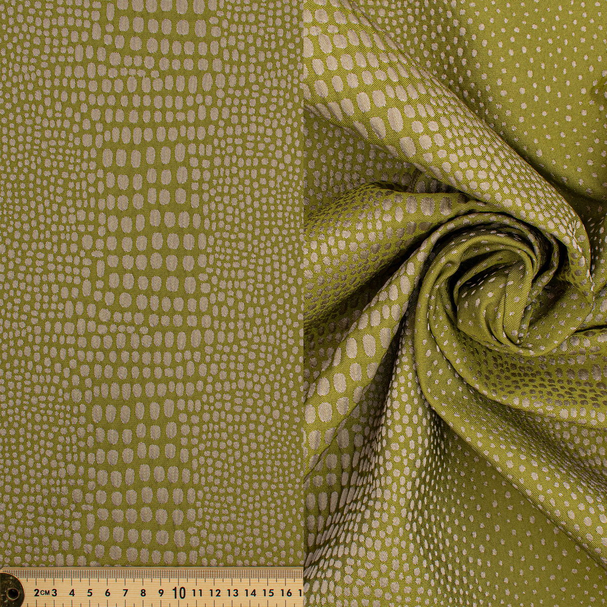 Abstract Animal Spots Suiting/Upholstery Jacquard in Olive