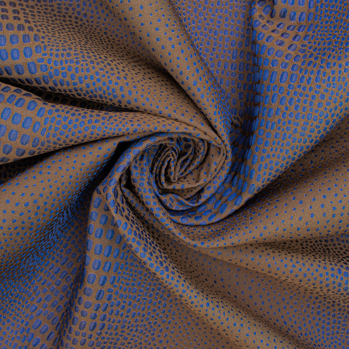 Abstract Animal Spots Suiting/Upholstery Jacquard in Brown/Blue
