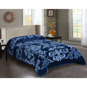 Cannon Embossed 2Ply Twin Mink Blanket Navy Blue 160x220cm Single