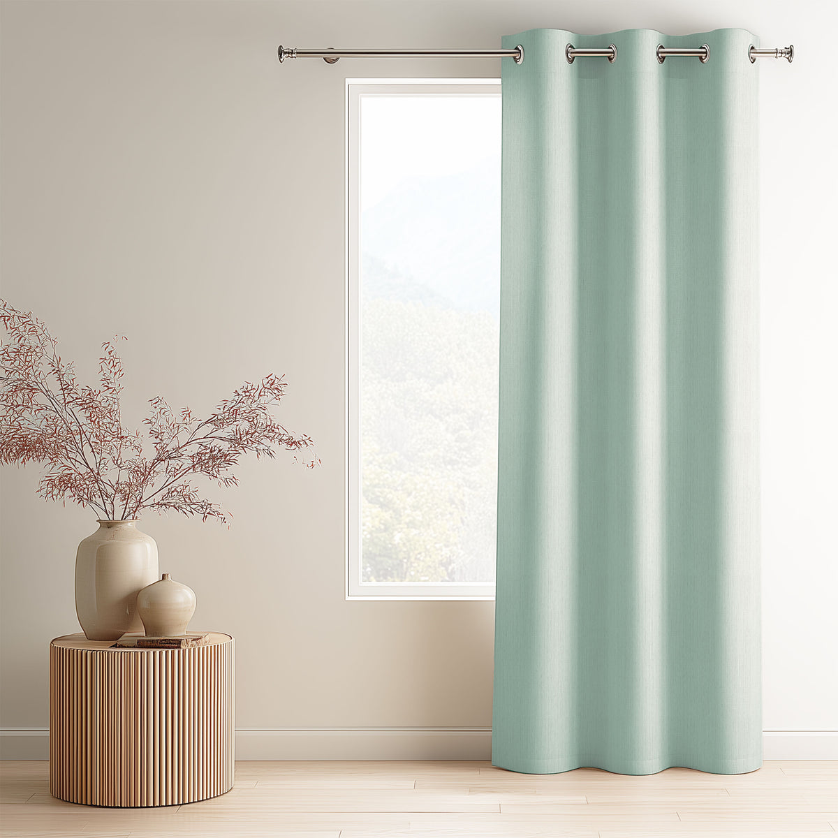 Hume Paris Two Tone Blockout Ring Top Ready Made Curtain – Aqua | Wattle & Bourke