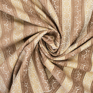 Baroque Stripe Coordinate Jacquard Curtaining & Upholstery Fabric in Brown