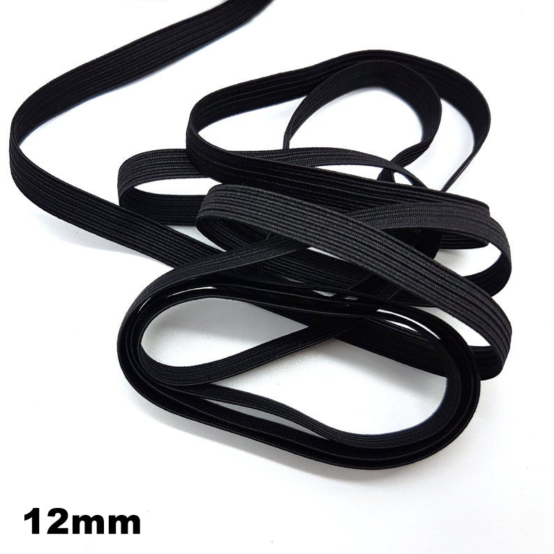 12mm Braided Elastic– Black and White