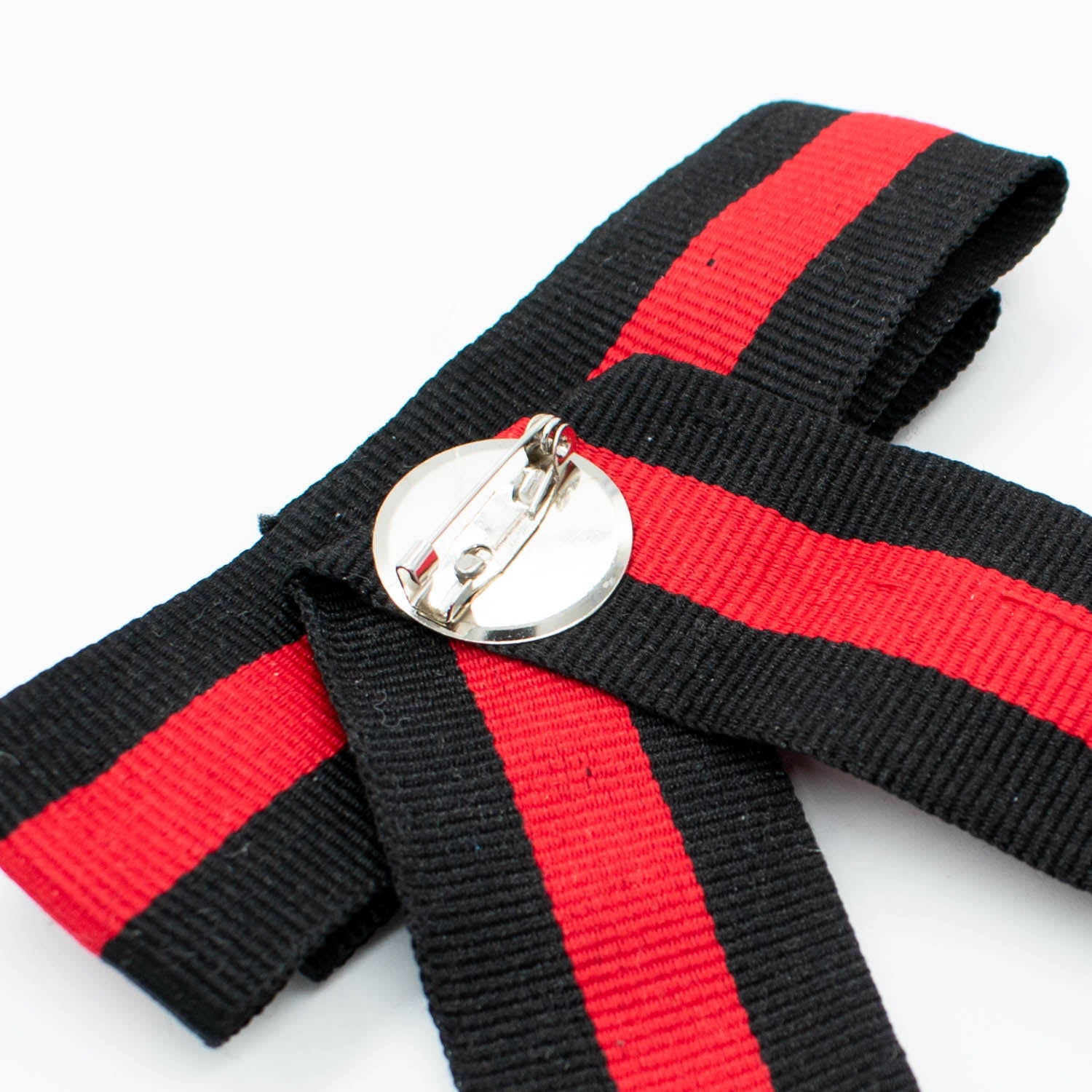 Pearl Diamante Dainty Bow Tie Brooch Red & Black