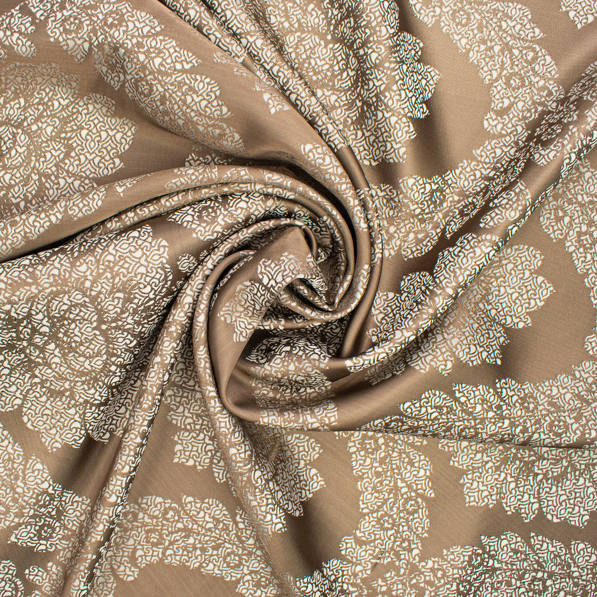 Reversible Floral Jacquard Brocade Suiting/Upholstery Fabric in Brown/White