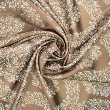Reversible Floral Jacquard Brocade Suiting/Upholstery Fabric in Brown/White