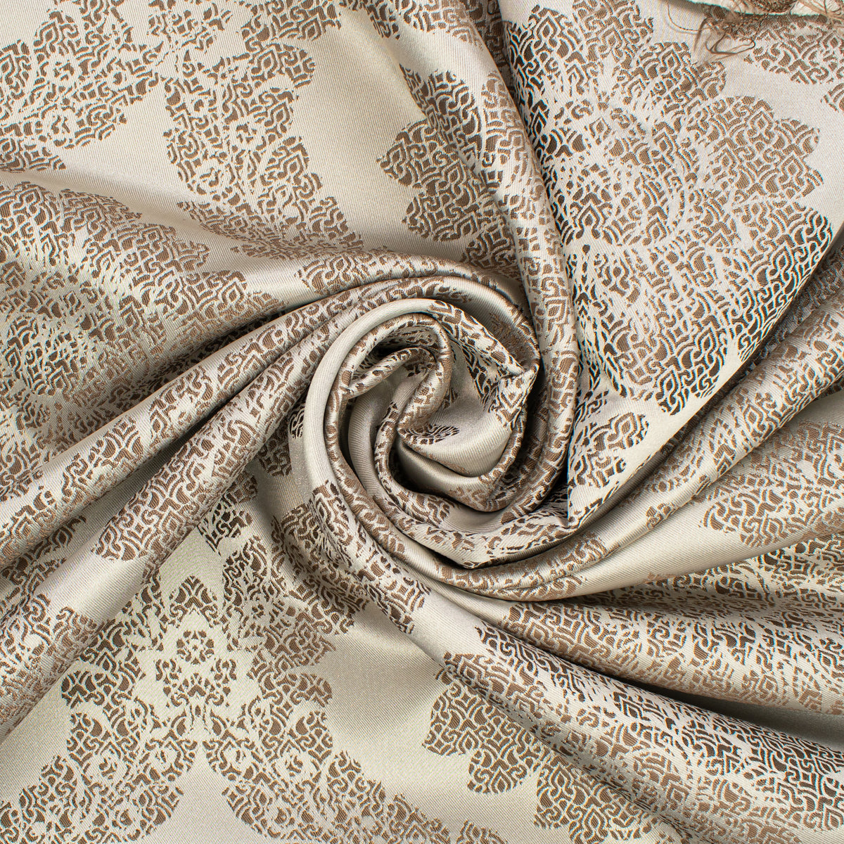 Reversible Floral Jacquard Brocade Suiting/Upholstery Fabric in Brown/White
