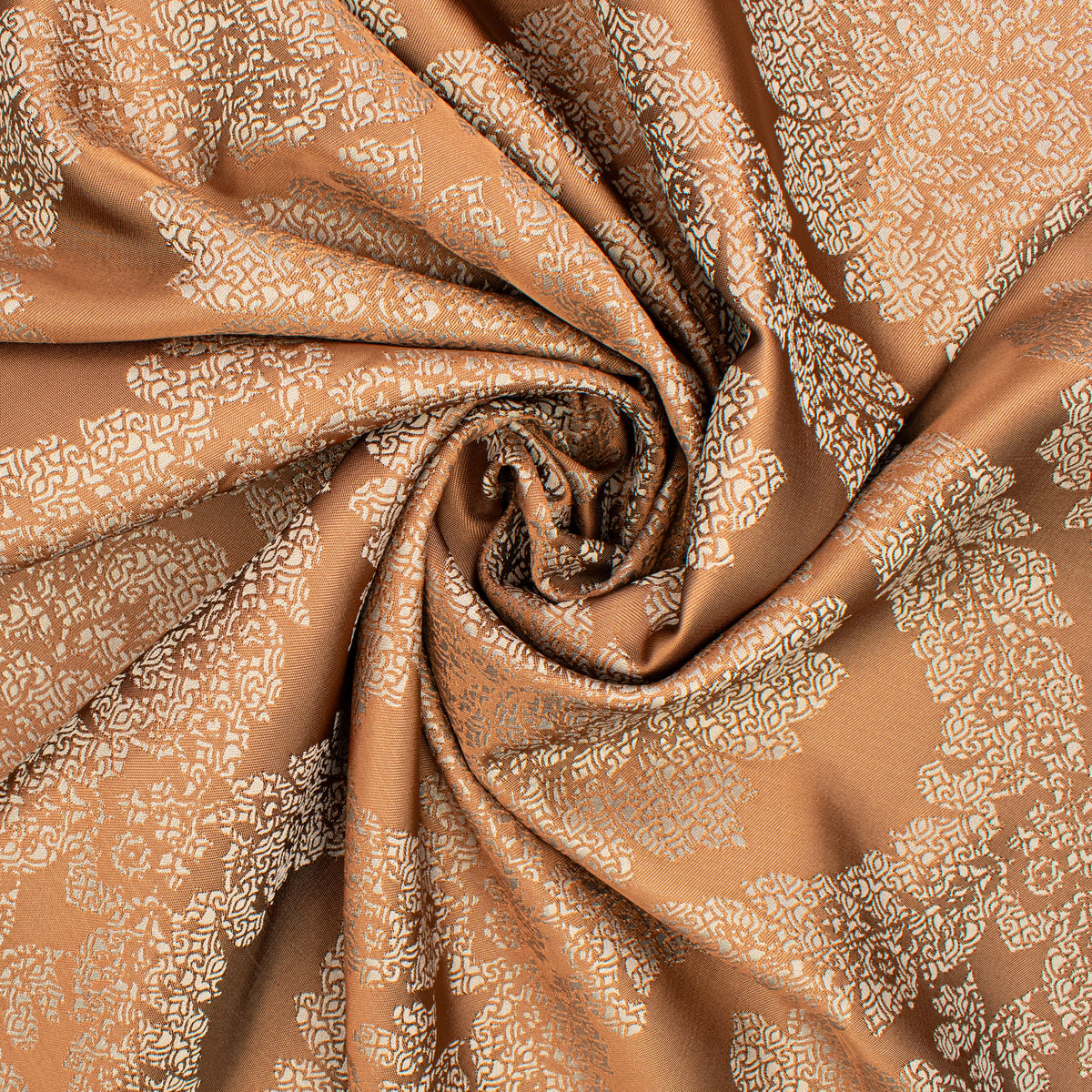 Reversible Floral Jacquard Brocade Suiting/Upholstery Fabric in Chocolate/Cream