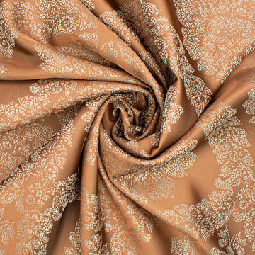 Reversible Floral Jacquard Brocade Suiting/Upholstery Fabric in Chocolate/Cream